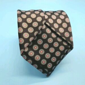 STEFANO RICCI Tie Mens Black Medallion Pattern Silk Luxury Italy